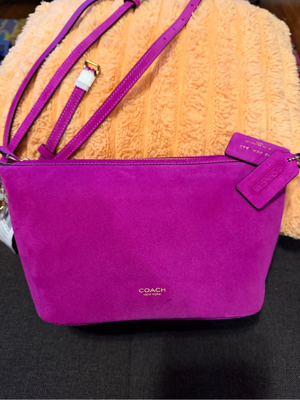 COACH Bright Fuchsia Suede Demi Bag